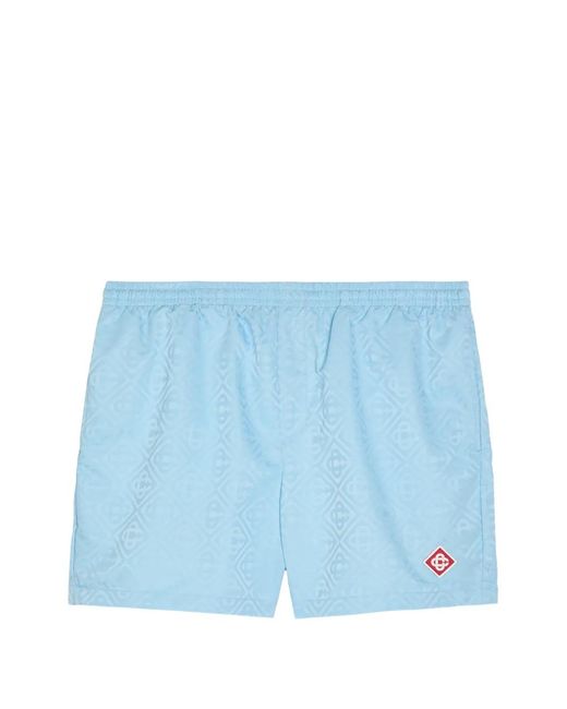 Casablanca Blue Monogram-Jacquard Swim Shorts for men