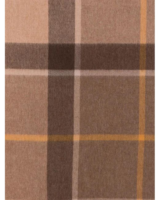Barbour Brown Check-Pattern Fringed Scarf