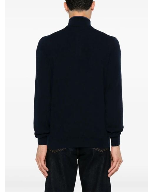 Fedeli Blue Cashmere Pullover for men