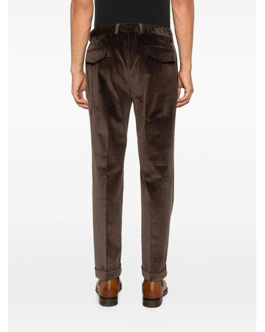 Arte' Black Roma Corduroy Drawstring-Waist Trousers for men