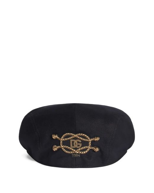 Dolce & Gabbana Black Cotton Flat Cap for men