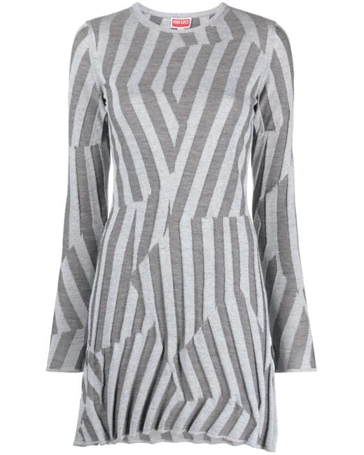 Robe Courte À Motif Géométrique KENZO en coloris Gray