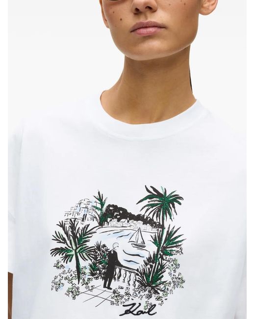 Karl Lagerfeld White Mc Villa Design T-Shirt