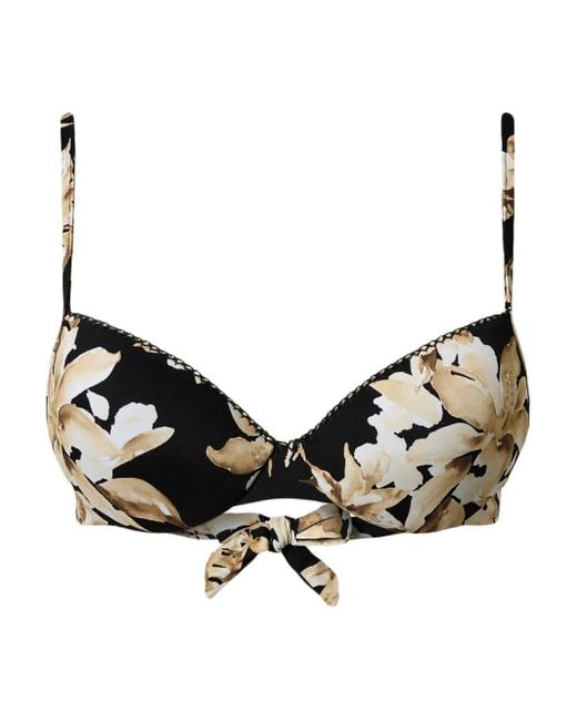 Twinset Black Floral-Print Push-Up Bikini Top