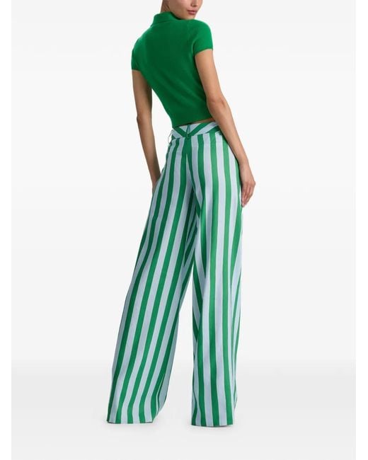 Alice + Olivia Green Eric Striped Trousers