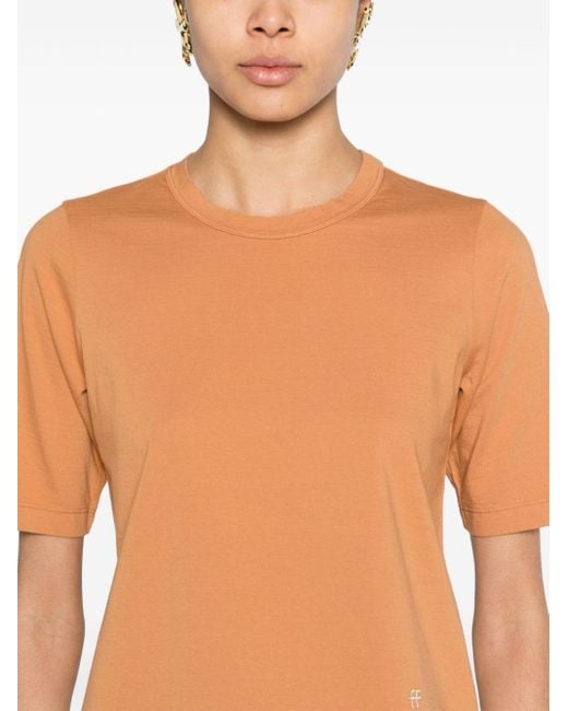 Forte Forte Orange T-Shirt aus Bio-Baumwolle mit Logo-Stickerei