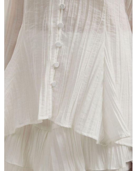 B+ AB White Pleated Tiered Miniskirt Set