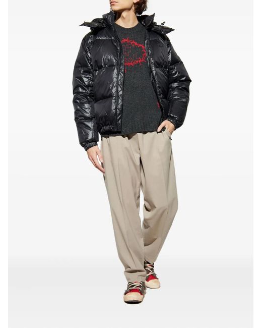 Lacoste Black Hooded Padded Jacket for men