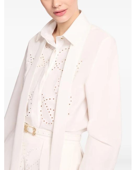 Elie Saab White Monogram-Embroidered Shirt