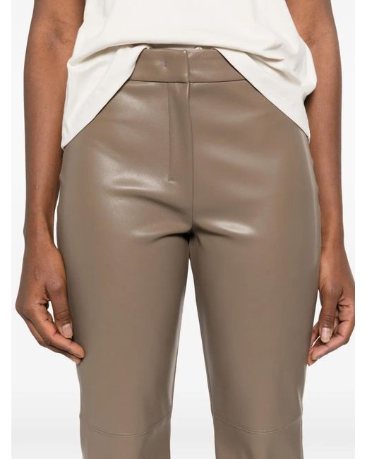 Max Mara Gray Faux Leather Trousers