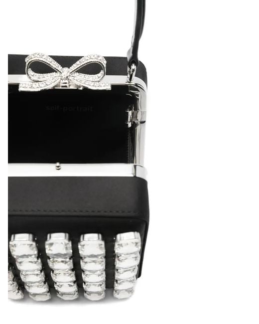 Self-Portrait White Micro Crystal-Embellished Tote Bag