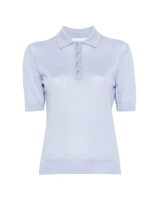 Bompard Blue Buttoned Short-Sleeve Polo Top