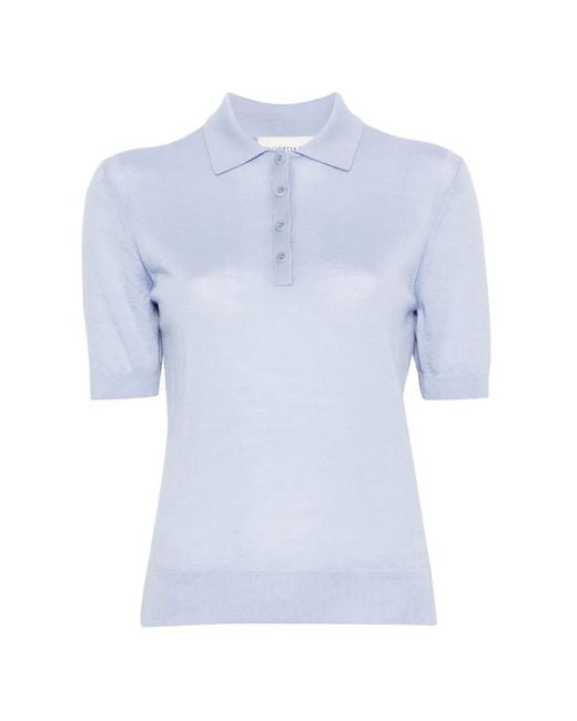Bompard Blue Buttoned Short-Sleeve Polo Top