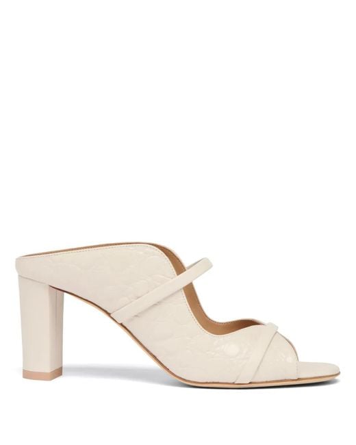 Malone Souliers Natural Croc-Embossed Leather Norah Heeled Sandals 70