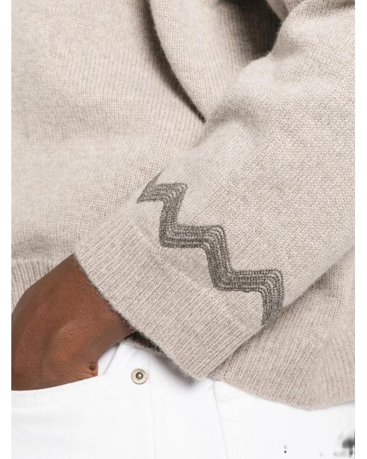 Panicale Natural Bead-Embellished Drop-Shoulder Sweater