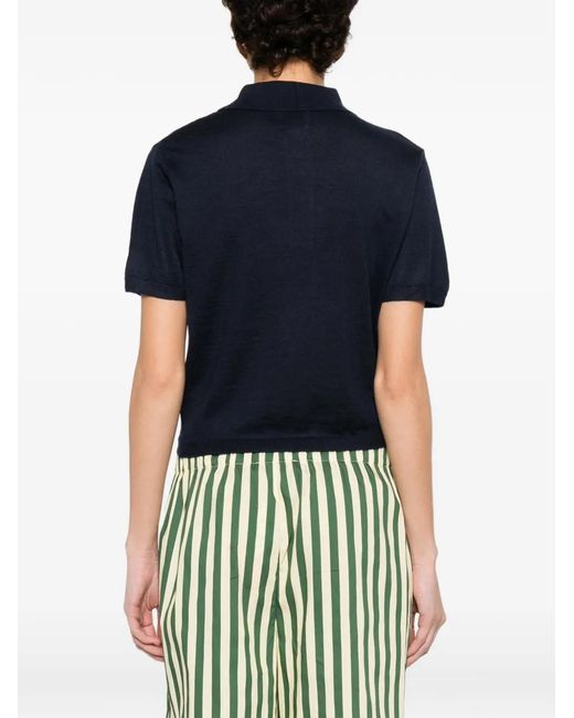 Allude Blue Buttoned Polo Top