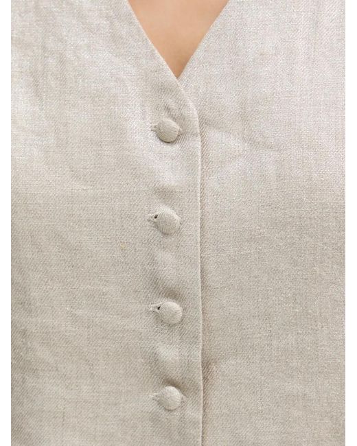 Joseph Ribkoff White Metallic-Effect Peplum Top