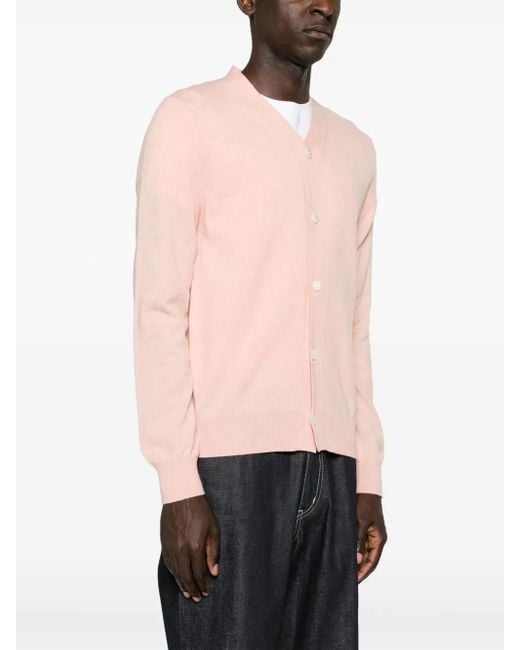 COMME DES GARÇONS PLAY Pink Heart-Patch Wool Cardigan