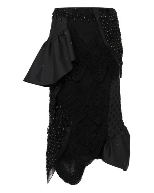 Moschino Black Layered Midi Skirt