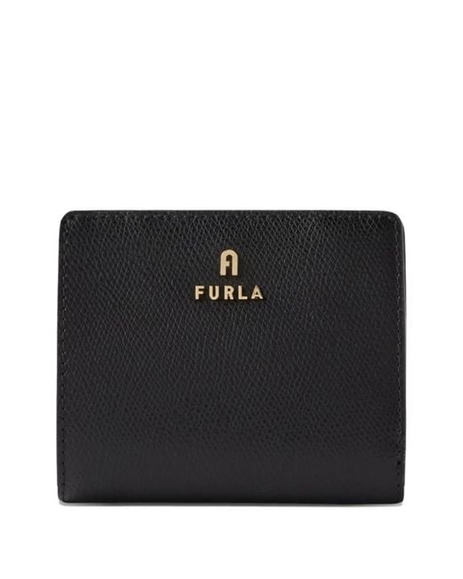 Furla Black Camelia Grained-Leather Wallet