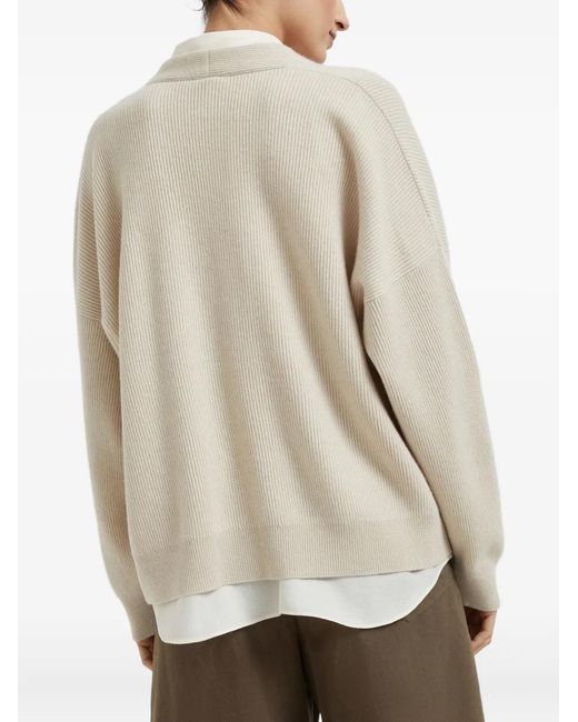 Brunello Cucinelli White Cashmere Layered Cardigan