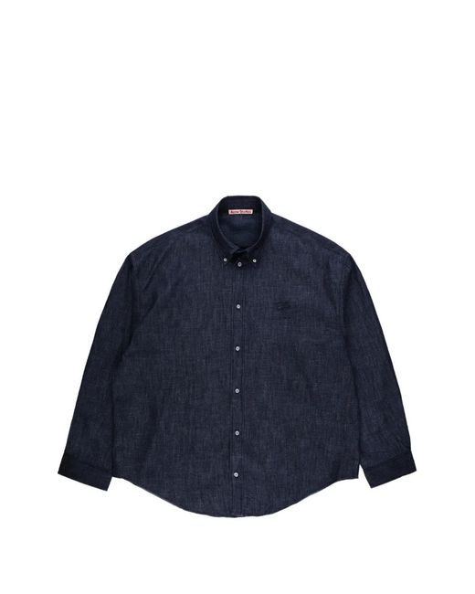 Acne Blue Buttoned Long-Sleeve Shirt for men
