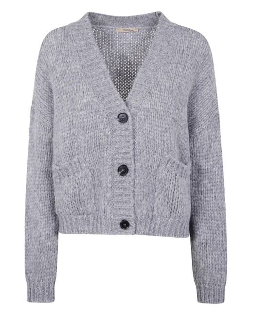Nuur Gray Button-Up Cardigan