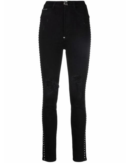 Philipp Plein Black Crystal-Embellished Jeggings