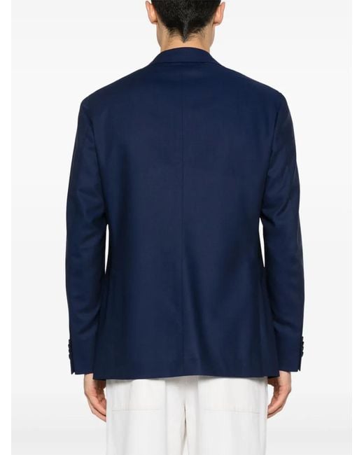 Caruso Blue Wool Blazer for men
