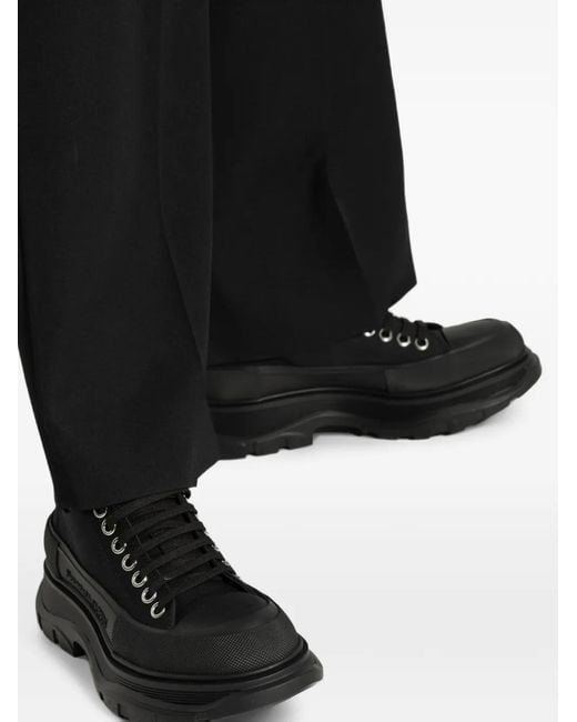 McQueen Black Tread Slick Lace-Up Sneakers