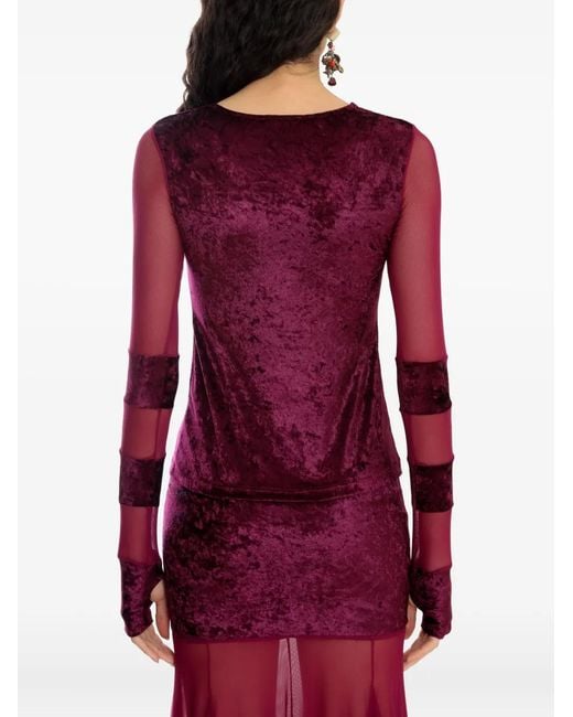 Amir Slama Purple X Astrid Mesh-Panel Top