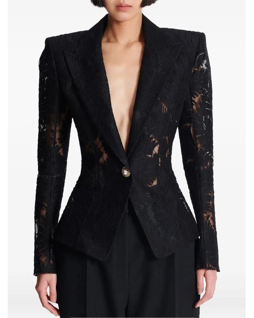 Balmain Black Lace Fitted Jacket