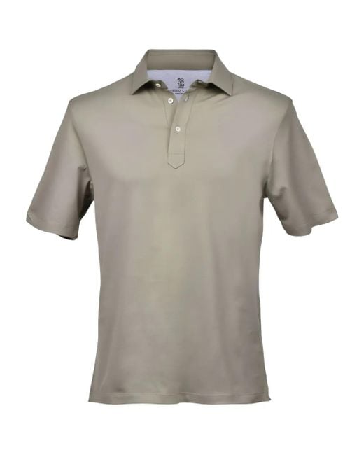Brunello Cucinelli Gray Short-Sleeved Polo Shirt for men