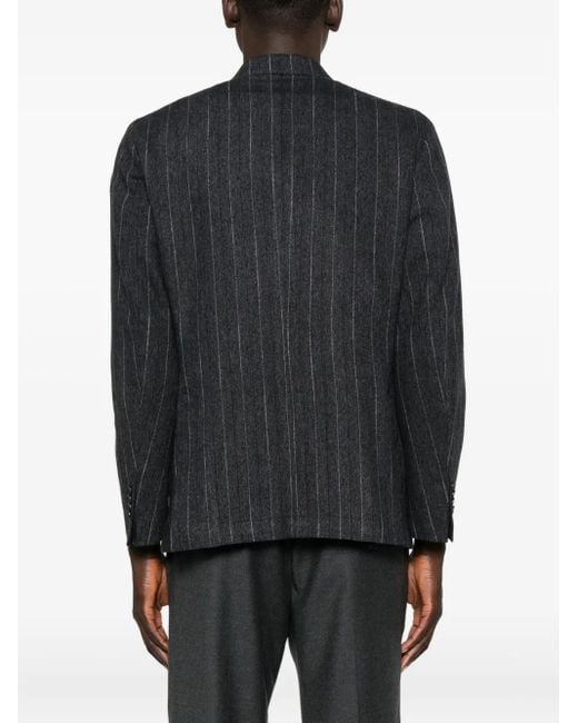 Manuel Ritz Gray Nuvola Double-Breasted Pinstripe Blazer for men
