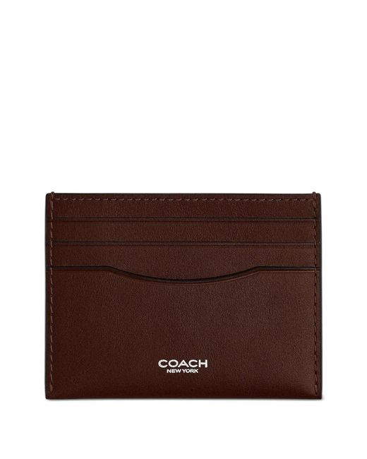 COACH Brown Porte-Cartes En Cuir À Logo for men
