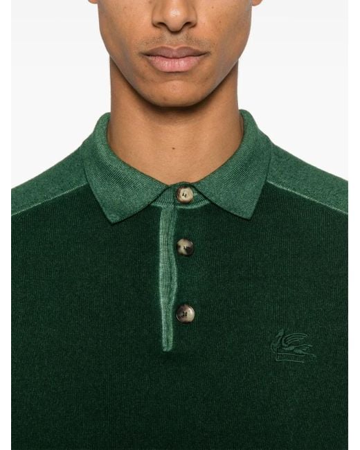Etro Green Pegaso-Embroidered Wool Sweater for men