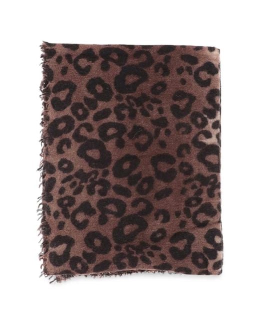 Faliero Sarti Brown Leopard-Print Fringed Scarf