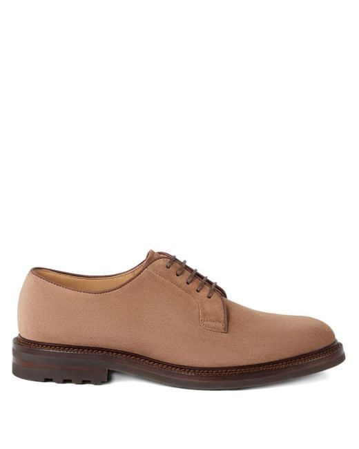 Brunello Cucinelli Brown Suede Lace-Up Shoes for men