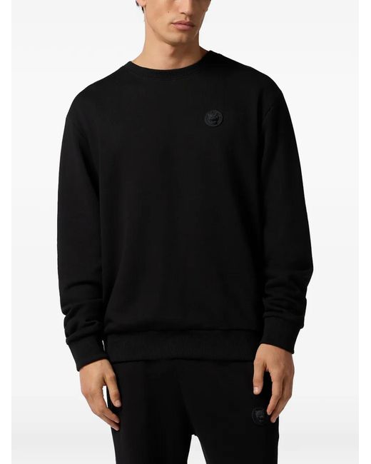 Philipp Plein Black Fleece Patch Sweatshirt for men