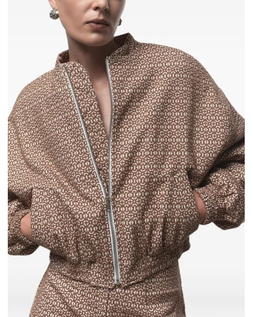CAYET Brown Rose Geometric-Print Bomber Jacket