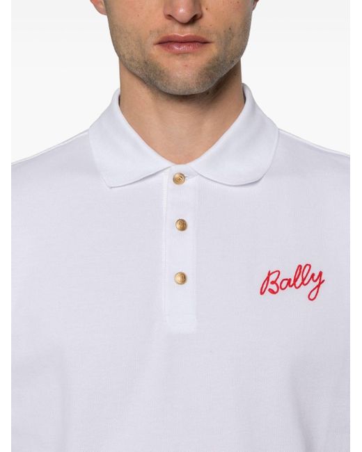 Bally White Embroidered-logo Cotton Polo Shirt for men