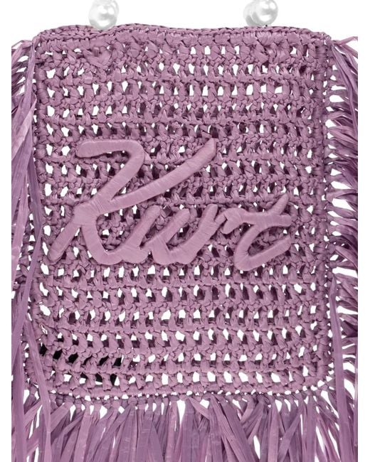 Kurt Geiger Purple Mini Fringed Tote Bag
