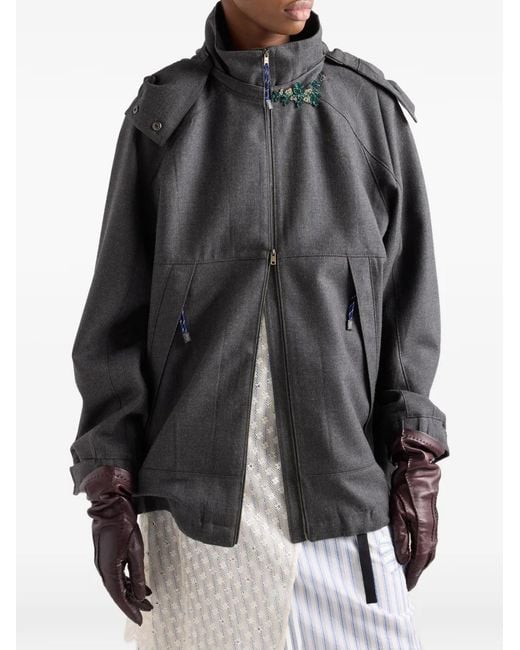 Prada Gray Mélange Hopsack Wool Jacket