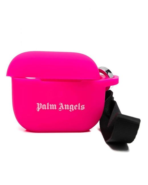 Palm Angels Pink Logo-print Airpods Case