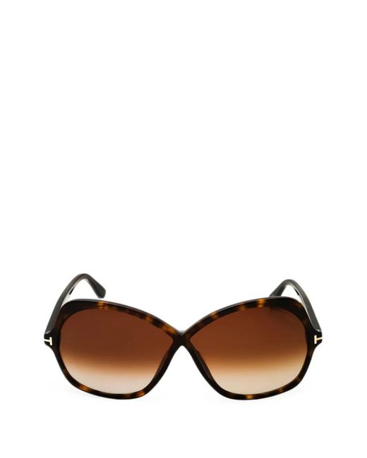 Tom Ford Brown Oversized Tortoiseshell-Effect Sunglasses