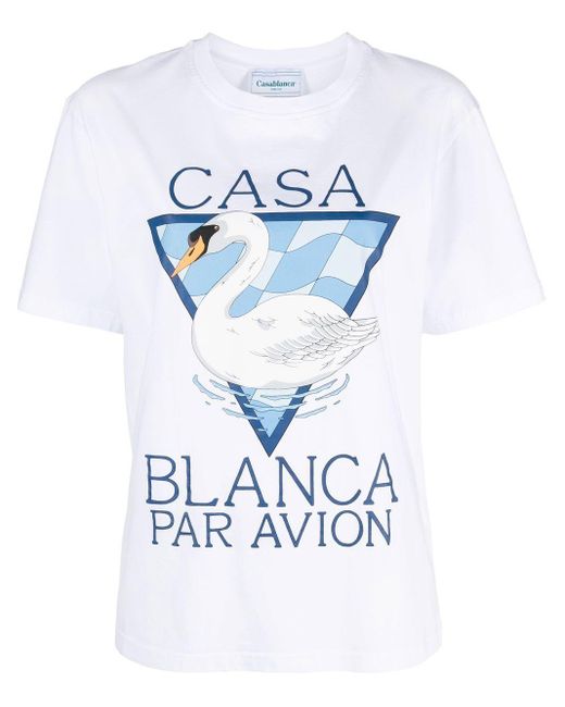 CASABLANCA T-shirt Met Print in het White
