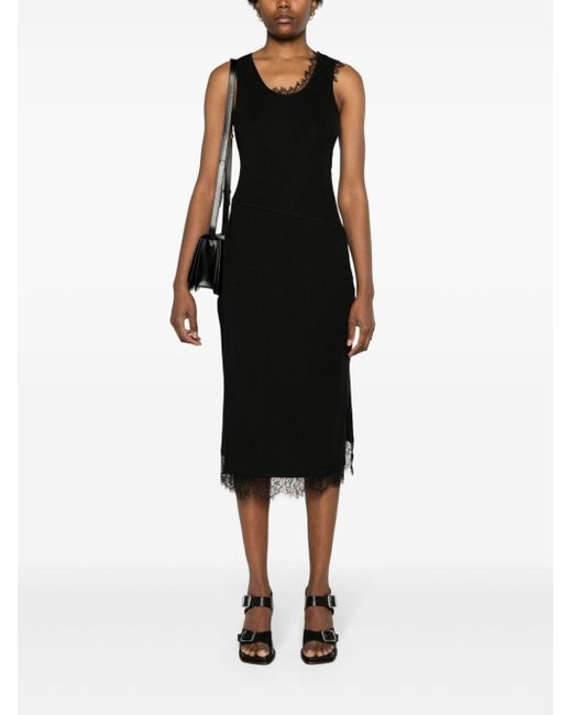 3.1 Phillip Lim Asymmetrische Midi-jurk Met Kant in het Black