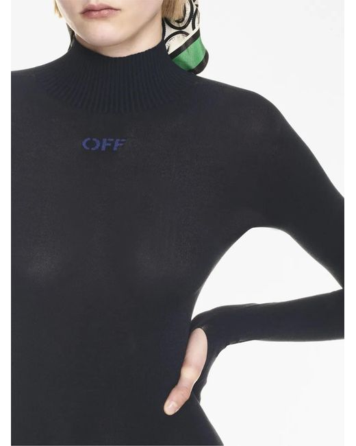 Off-White c/o Virgil Abloh Blue Intarsia-Knit Minidress