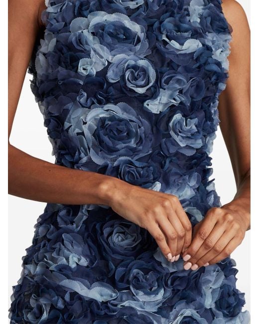 Tadashi Shoji Blue Flower Appliqué Sleeveless Dress