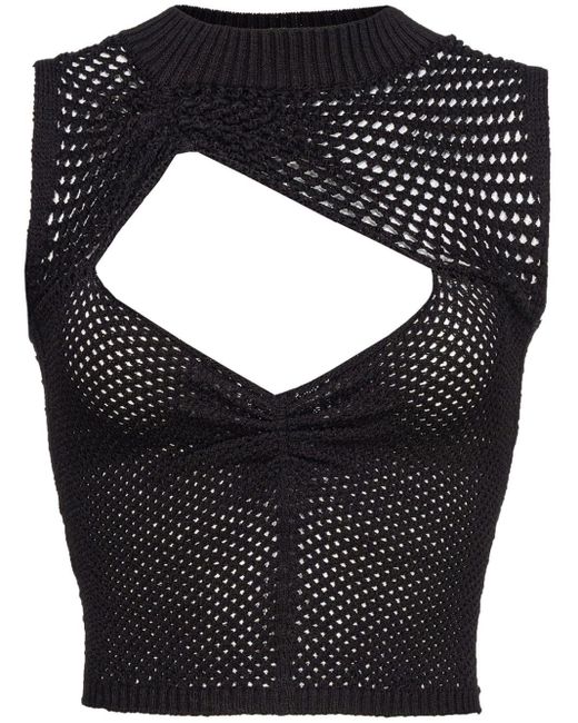 Cut-out open-knit top di Pinko in Black